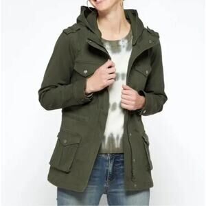 titchfix Market & Spruce Kathleen Womens Dark Green Cotton Cargo Jacket Small
